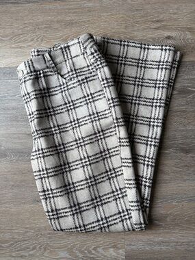 Impressions Size Small Checked Wool-Blend Women’s Pants in Black & Cream